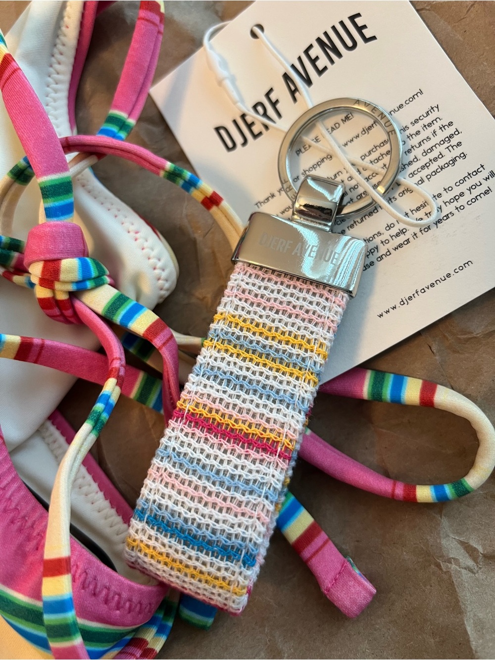 Djerf Frankie’s Stripe Bikini Bottom L & Keychain BNWT - Picture 2 of 8